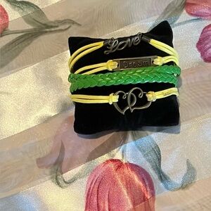 Yellow and Green Bracelet Set with Love and Dream Charms